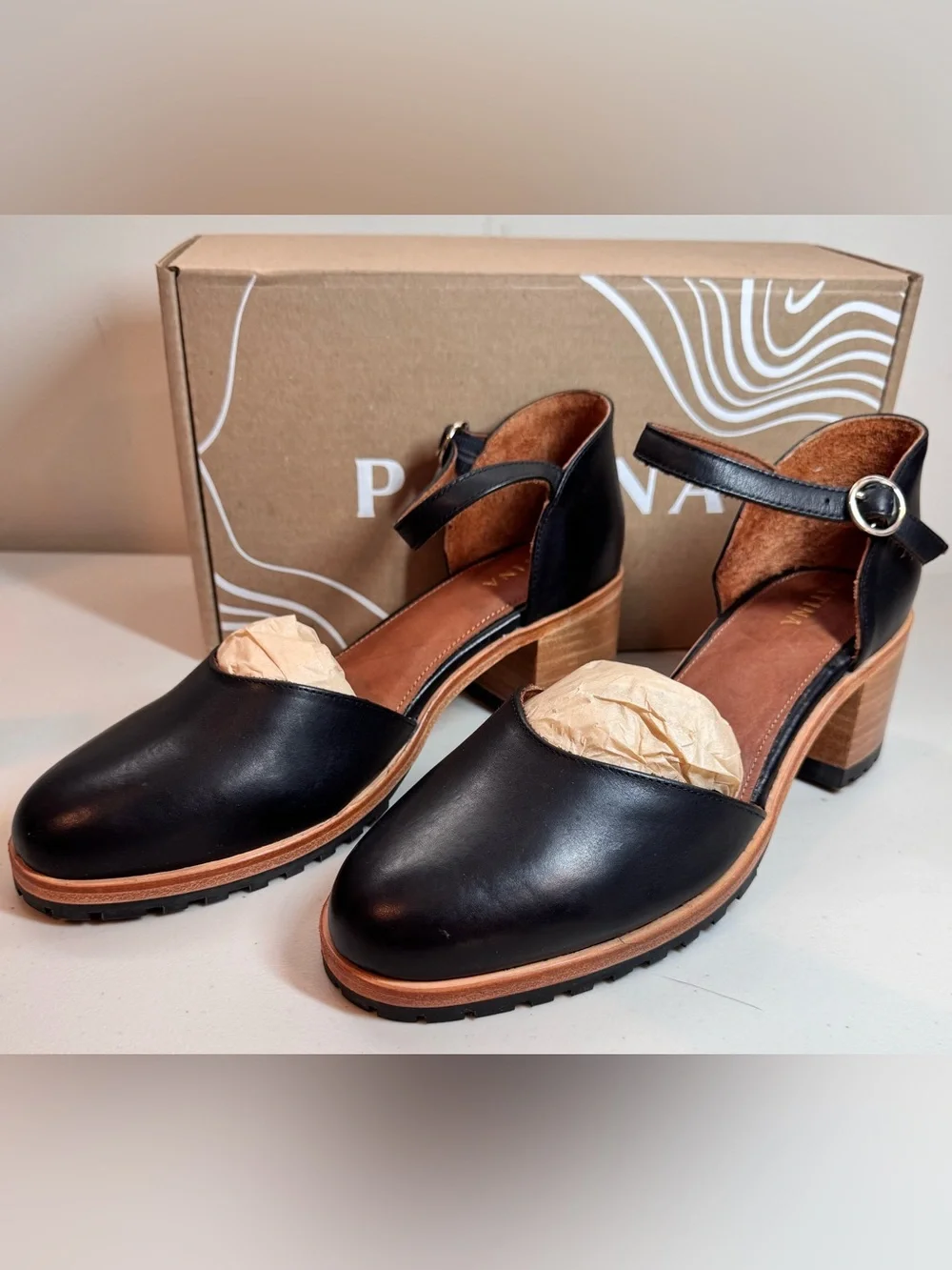 Portland Leather Goods Black Heeled Mary Jane Women’s Shoe—Patina branded